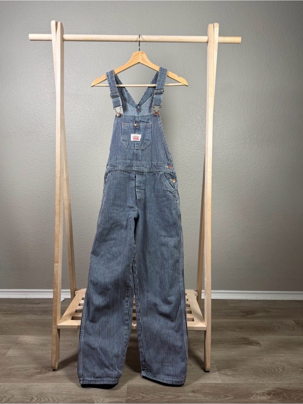 NO TAG, Striped Blue Cotton Overalls - Blue, see custom size